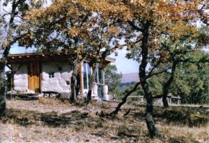 casa de paja en la naturaleza